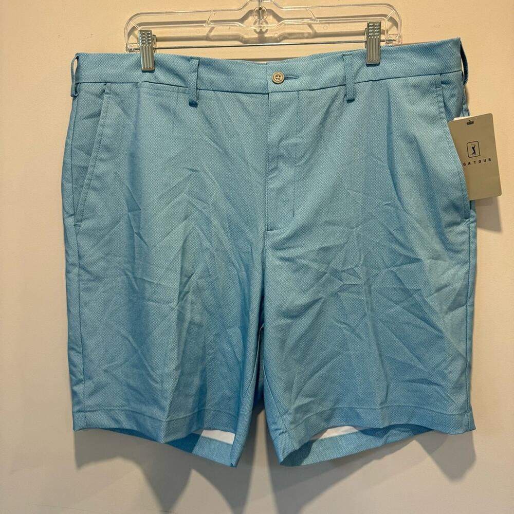 NWT PGA TOUR‎ Mens Comfort Waistband Stretch Fabric Golf Short Cendre Blue